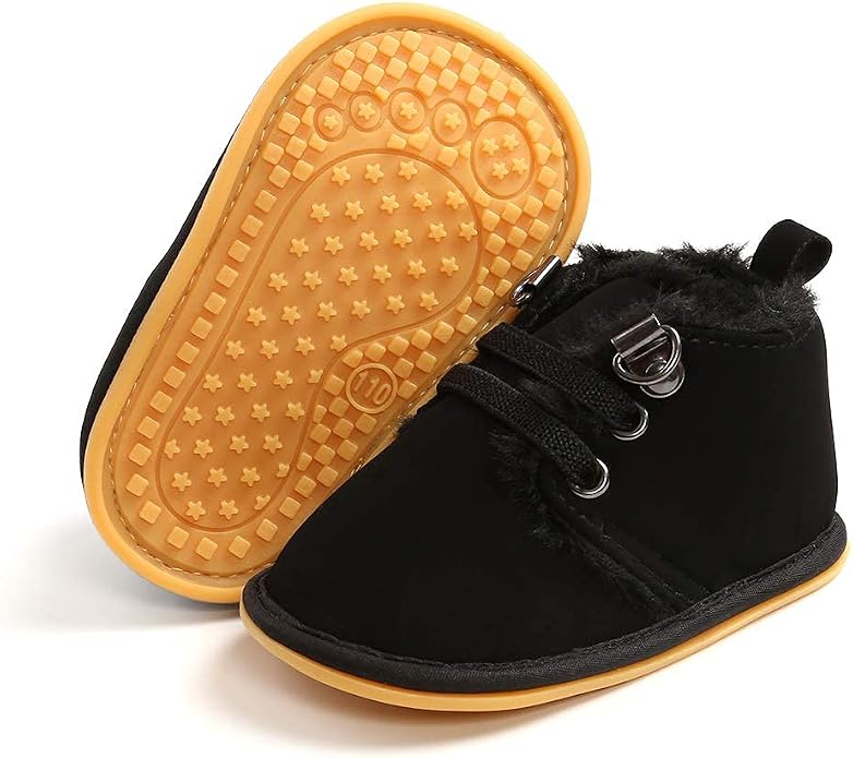 Baby Boys Girls Booties Fleece Anti-Slip Soft Sole Boots Toddler First Walker - Image 5