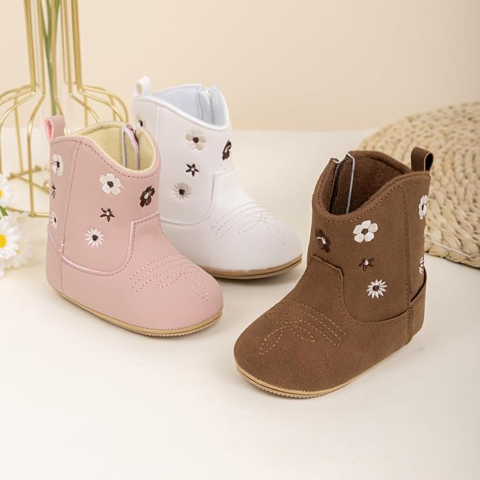 Meckior Baby Girls Cowboy Tassel Boots Side Zipper Moccasins Soft Bottom - Image 2