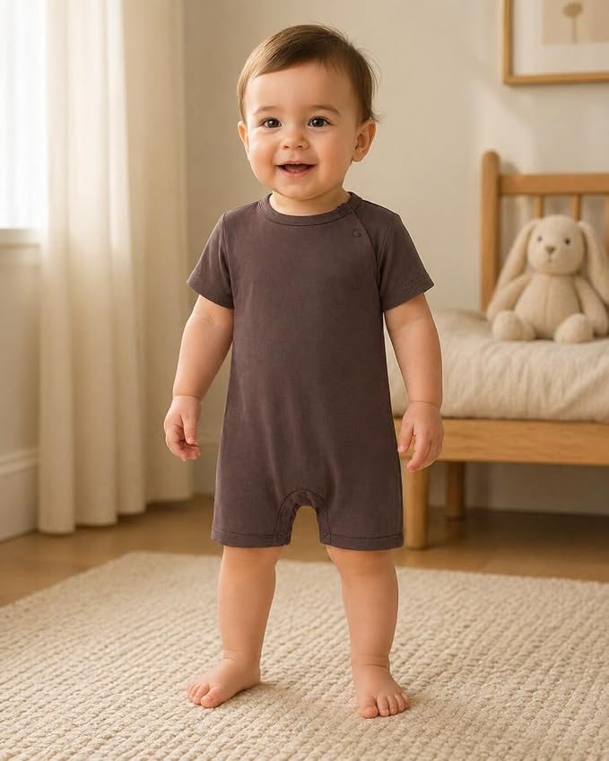 GUISBY Baby Romper 3-Pack Short Sleeve Rayon of Bamboo Bodysuit Set, 0-24M | - Image 3