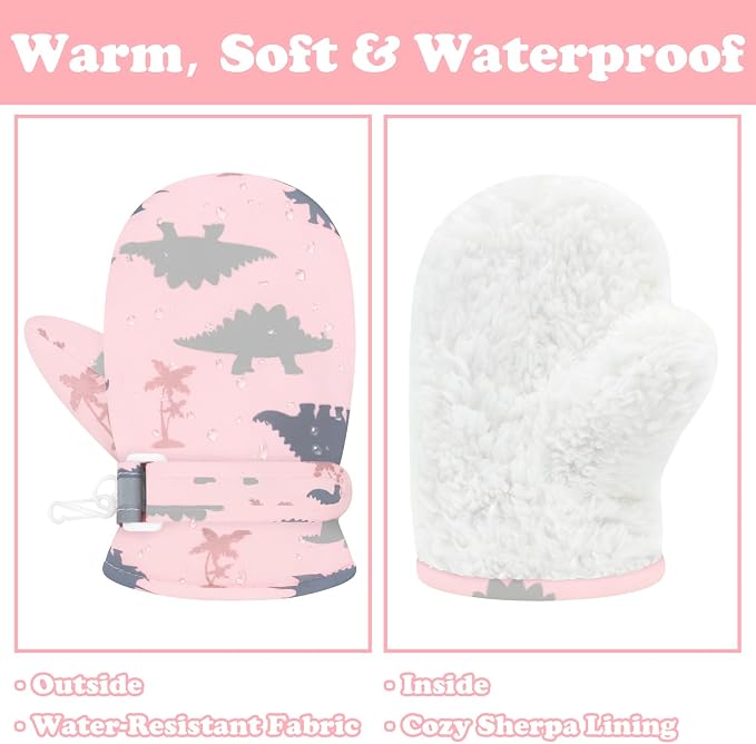 Sarfel Toddler Mittens Waterproof Toddler Gloves Baby Winter Mittens Toddler - Image 2