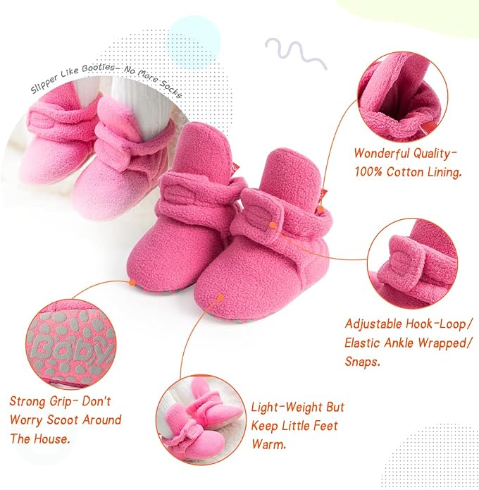 Sawimlgy Newborn Infant Baby Girl Boy Cotton Booties Stay On Sock Slippers Soft - Image 5