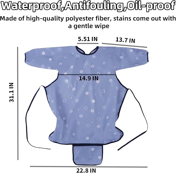 MOTEERLLU Coverall Baby Feeding Bib for Eating,Long Sleeves Bib Attaches to Highchair and Table,Weaning Bibs
