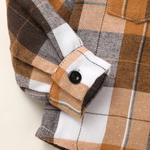 YOUNGER STAR Toddler Kids Boys Girls Flannel Hooded Plaid Shirt Button Baby Red - Image 5