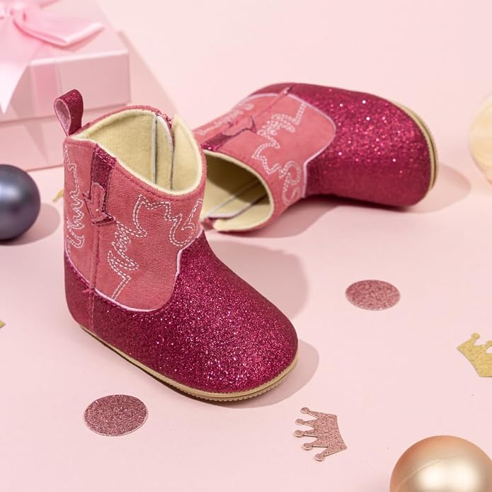 Meckior Baby Girls Cowboy Tassel Boots Side Zipper Moccasins Soft Bottom - Image 3