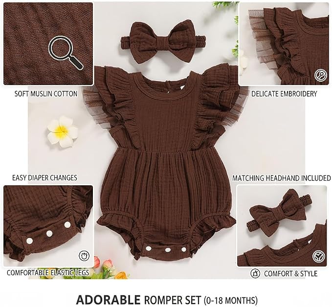 TITKKOP Ruffle Bubble Romper for Baby Girl | One-Piece Shorts Jumpsuit | Summer - Image 5
