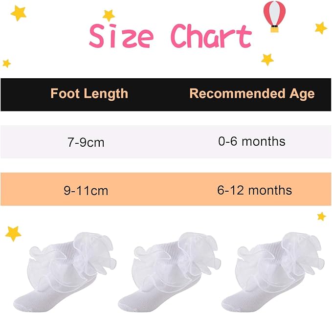 Baby Girl Ruffle Socks Cute Infant Lace Frilly Fancy Dress Socks - Image 6