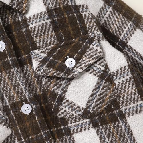 YOUNGER STAR Toddler Kids Boys Girls Flannel Hooded Plaid Shirt Button Baby Red - Image 4