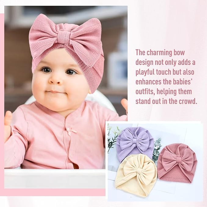 Cinaci 6 Pack Nursery Hospital Caps Bonnets Beanies Headwraps Turban Hats - Image 4