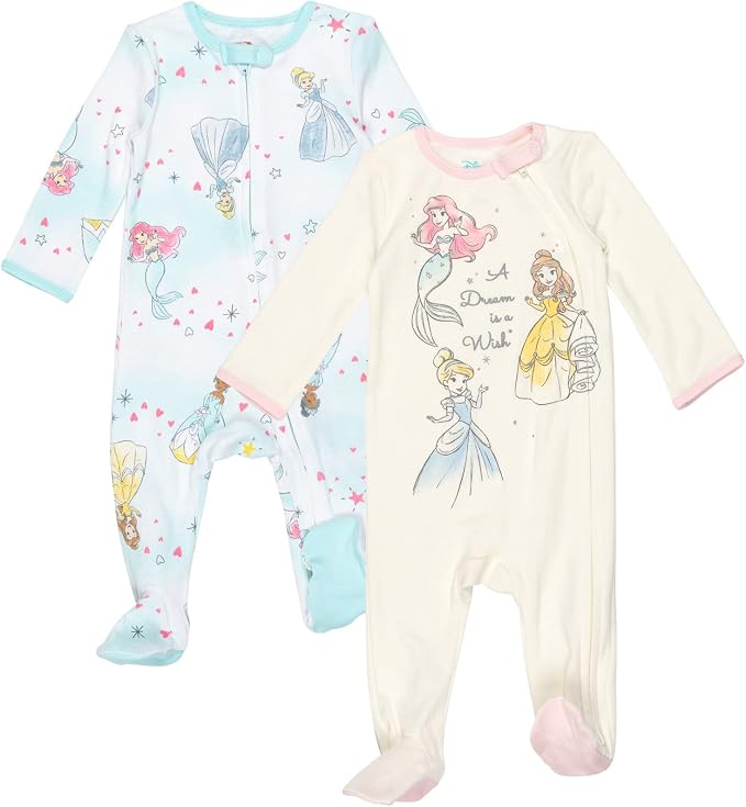 Disney Baby Girls' 2-Pack Footed Sleep N' Play Newborn to Infant by Disney