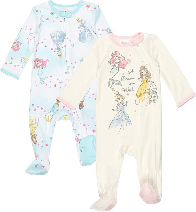 Disney Baby Girls' 2-Pack Footed Sleep N' Play Newborn to Infant by Disney