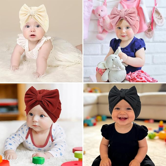 Cinaci 6 Pack Nursery Hospital Caps Bonnets Beanies Headwraps Turban Hats - Image 6