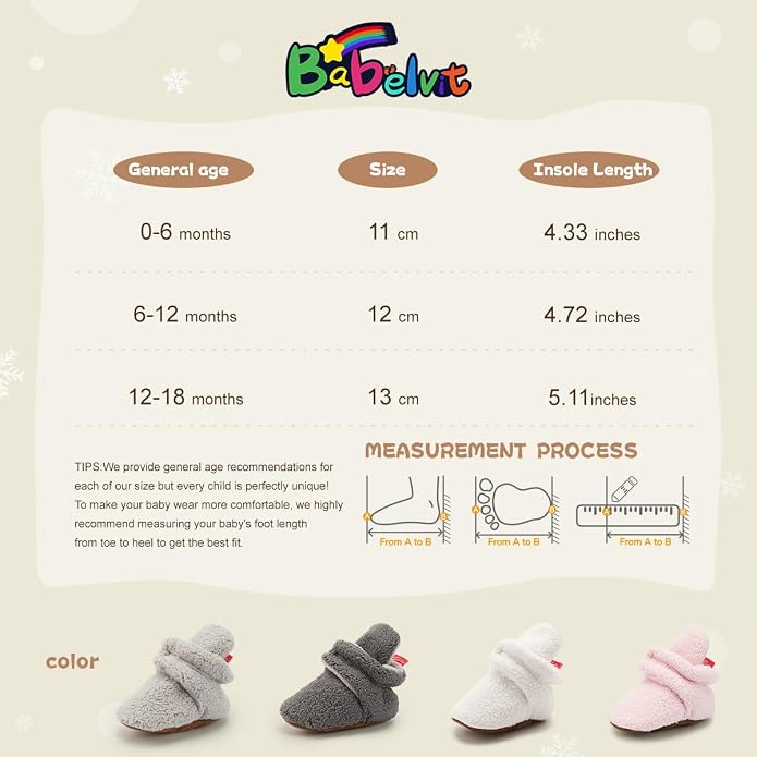 Babelvit Newborn Baby Boy Girl Soft Fleece Booties Stay On Infant Slippers - Image 6