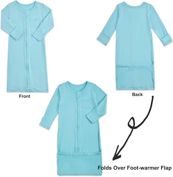 Aablexema Baby Nightgowns Rayon of Bamboo 2-way Zipper - Image 4