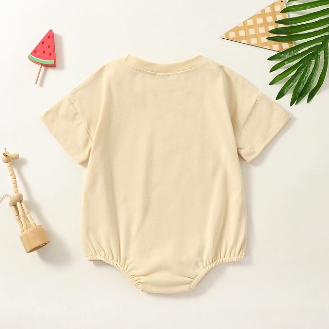 Baby Boy Girl Bubble Romper Infant Plain Oversize T-shirt Bodysuit - Image 4