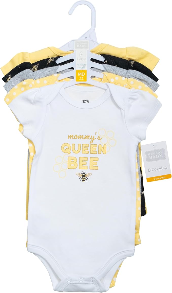 Hudson Baby Infant Girls Cotton Bodysuits 5-Pack - Image 2