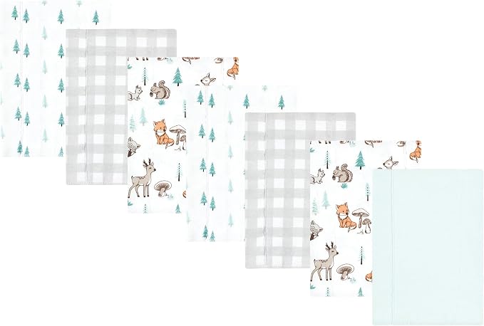Luvable Friends Hudson Baby Flannel Burp Cloths 7pk, Forest Animal Friends by Luvable+Friends