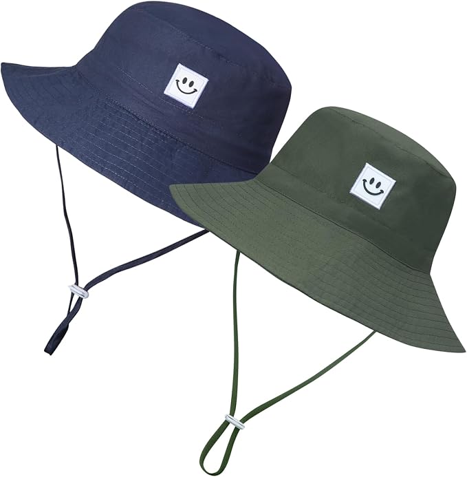 Baby Sun Hat Smile Face UPF 50+ Toddler Bucket Hat by MaxNova