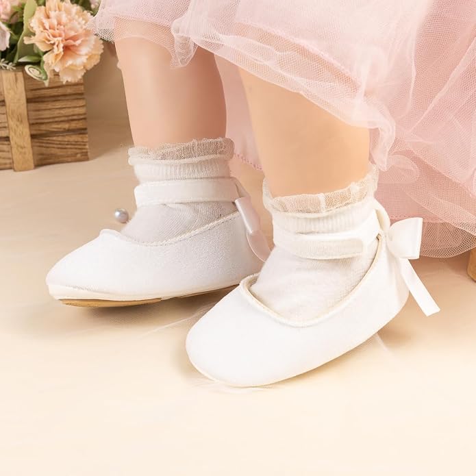 KIDSUN Infant Baby Girls Mary Jane Shoes Non-Slip Rubber Sole Ballet Slippers - Image 5