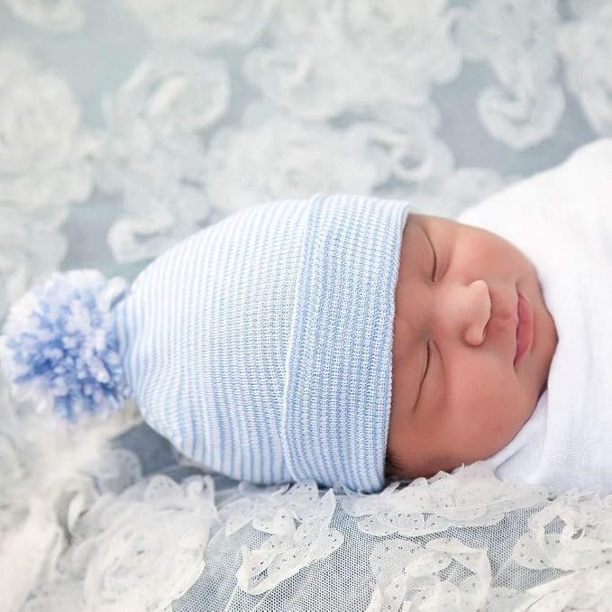 Newborn Baby Hat Infant Caps Baby Boy Girl Toddler Hospital Hats Bow Double - Image 2
