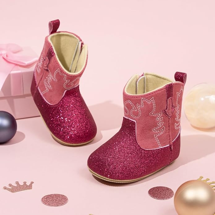 Meckior Baby Girls Cowboy Tassel Boots Side Zipper Moccasins Soft Bottom - Image 5