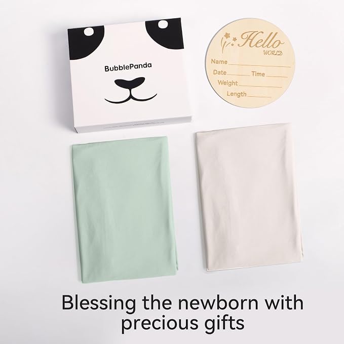 BubblePanda Rayon Made from Bamboo Newborn Swaddle Blankets 47"x47" 2-Packs | - Image 7