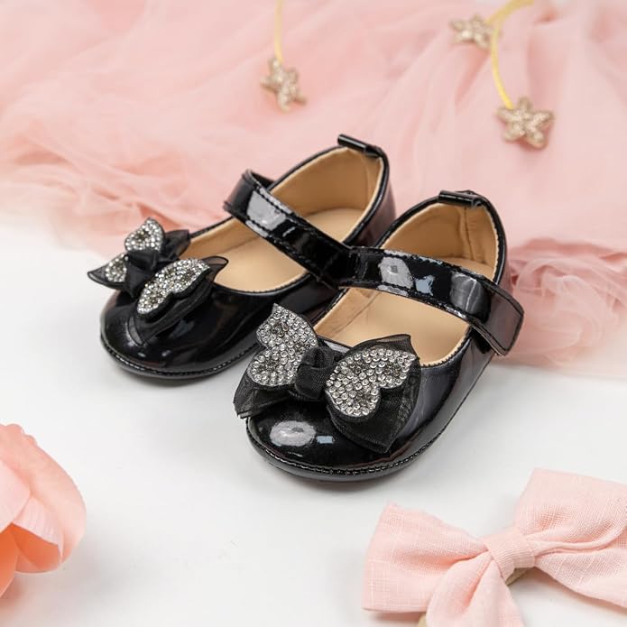 KIDSUN Infant Baby Girls Mary Jane Shoes Non-Slip Rubber Sole Ballet Slippers - Image 2
