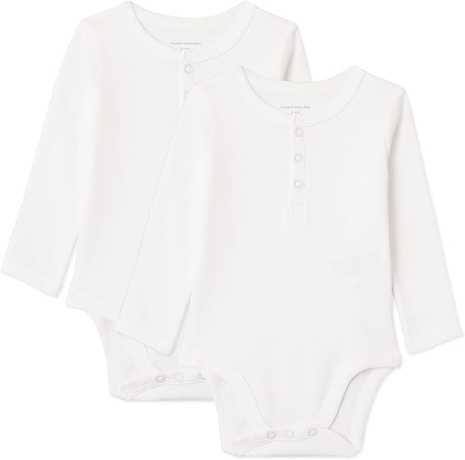 Amazon Essentials Unisex Babies' Long-Sleeve Cotton Henley Bodysuits by AmazonEssentials