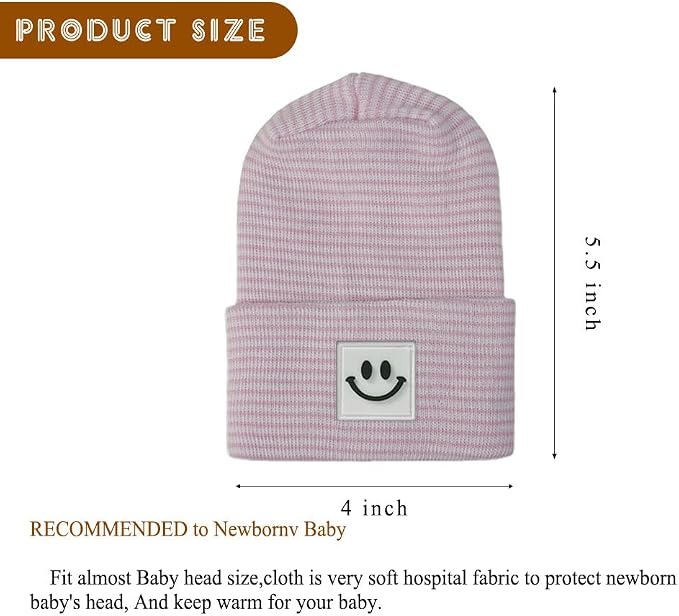 Newborn Baby Hat Infant Caps Baby Boy Girl Toddler Hospital Hats Bow Double - Image 2