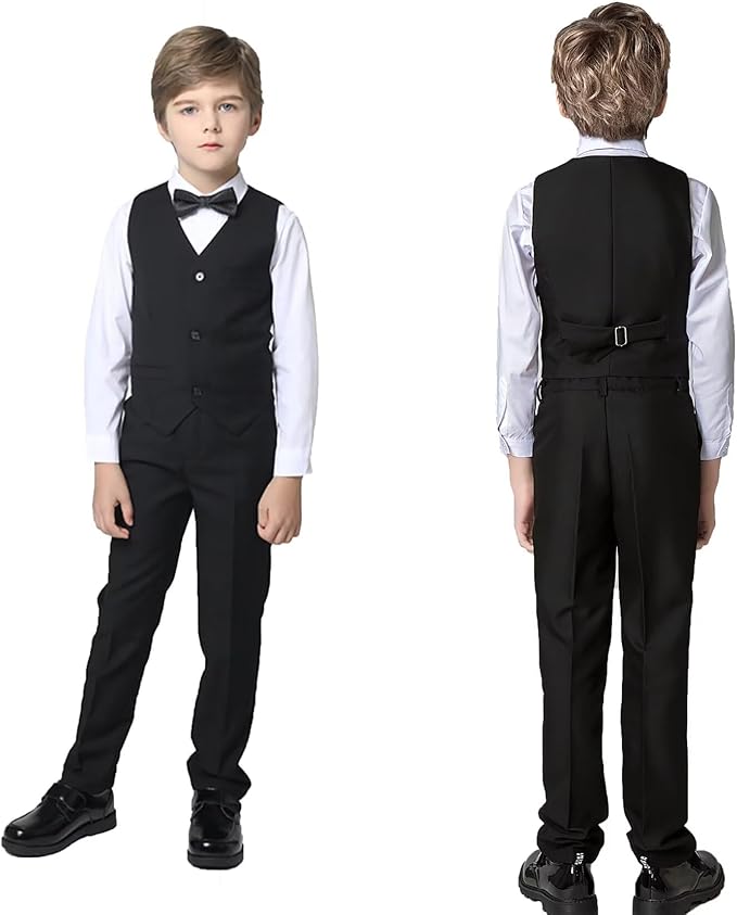 Boys Suit Set Slim Fit Kids Formal Suits Toddler Tuxedo Wedding Prom Classic Suits for Boy Teen Black Blue Dress Outfit
