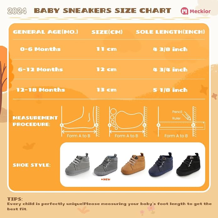Meckior Toddler Baby Boys Girls High Tops Ankle Sneakers Soft Anti-Slip Sole PU - Image 6