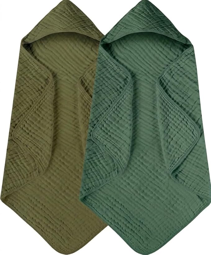 Yoofoss Hooded Baby Bath Towels 2 Pack 100% Muslin Organic Cotton by YOOFOSS