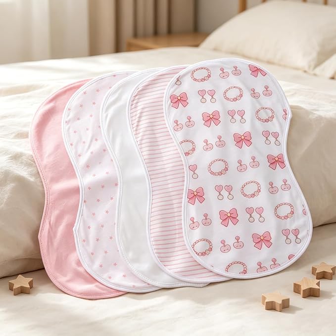 sleepyturtle Pack of 5, Baby Burp Cloths, Soft and Absorbent - Image 3