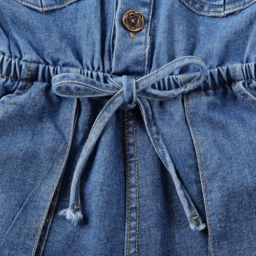 Baby Girl Denim Outfit Button Romper Jean Jumpsuit Shorts Overalls Toddler - Image 6