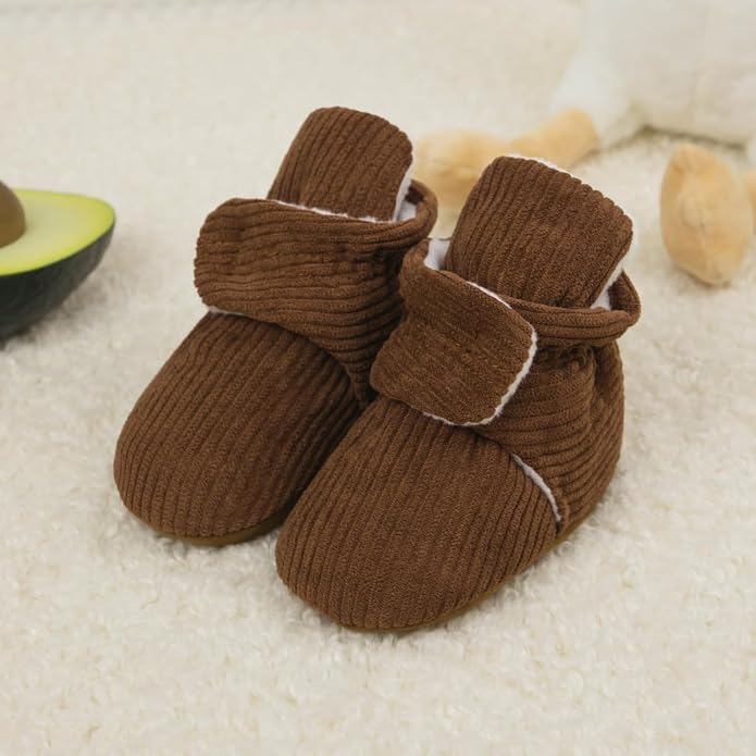 Babelvit Newborn Baby Boy Girl Soft Fleece Booties Stay On Infant Slippers - Image 3