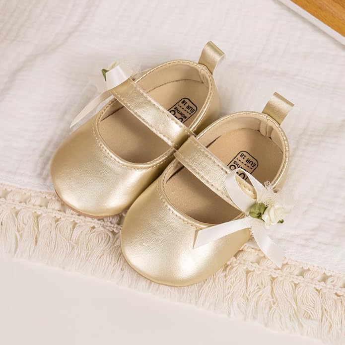 Meckior Infant Baby Girls Soft Sole Bowknot Princess Wedding Dress Mary Jane - Image 3