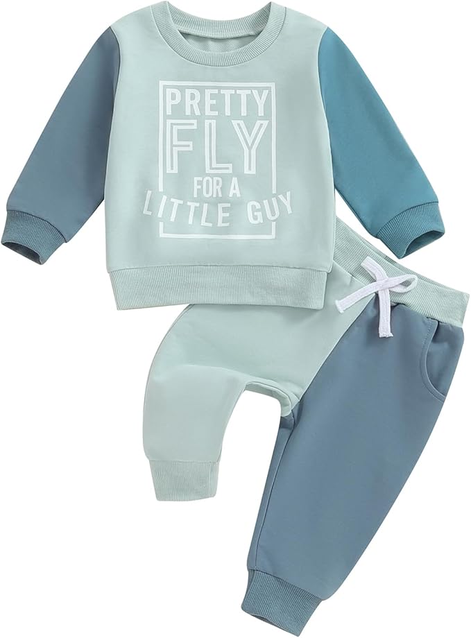 Toddler Baby Boy Fall Winter Outfit Long Sleeve Letter Print Sweatshirts and Jogger Pants Infant Boy Clothes