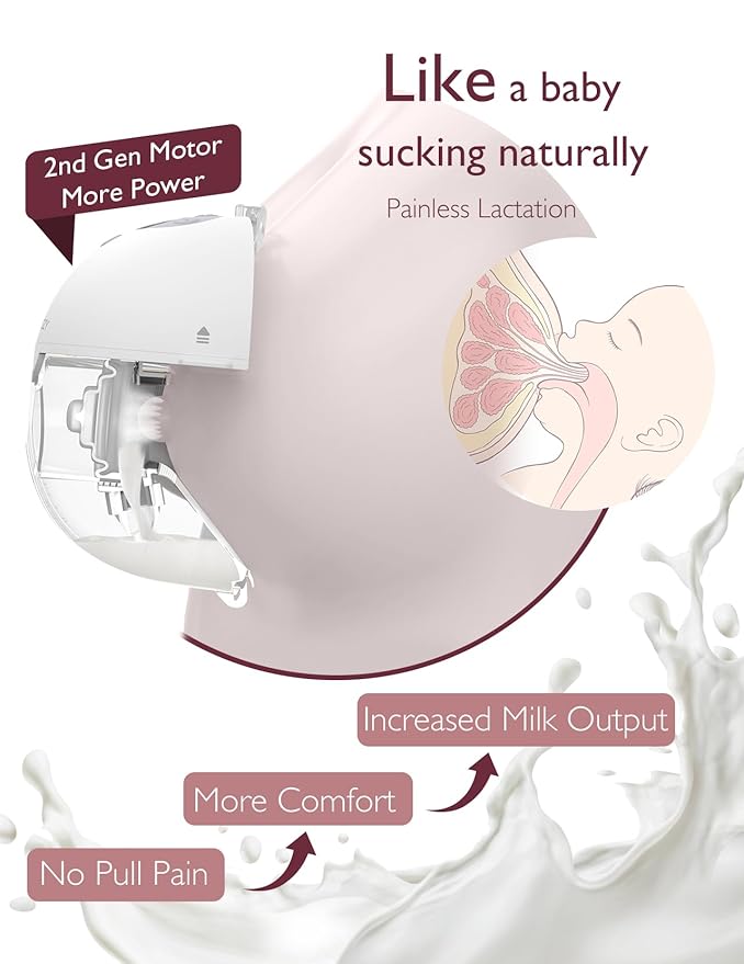 Momcozy M5 Hands-Free Wearable Breast Pump, Double-Sealed Flange for Baby-Like Comfort, 3 Modes & 9 Suction Levels, Portable Electric Pump – 24mm, 2-Pack Cozy Red