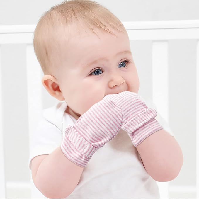 Newborn Baby No Scratch Mittens Stay On, 100% Cotton Breathable, Adjustable - Image 4