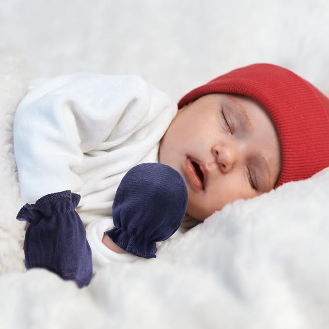 AQOKKA Newborn Baby Mittens No Scratch Cotton Elastic Wrist Gloves Infant - Image 6