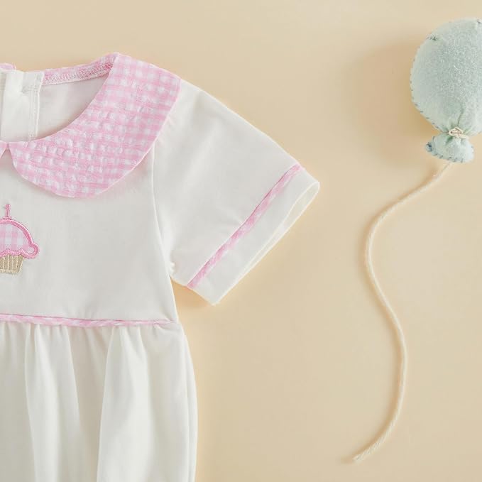Baby Boy Girl Bubble Romper Short Sleeve Collar Summer Bodysuit - Image 5