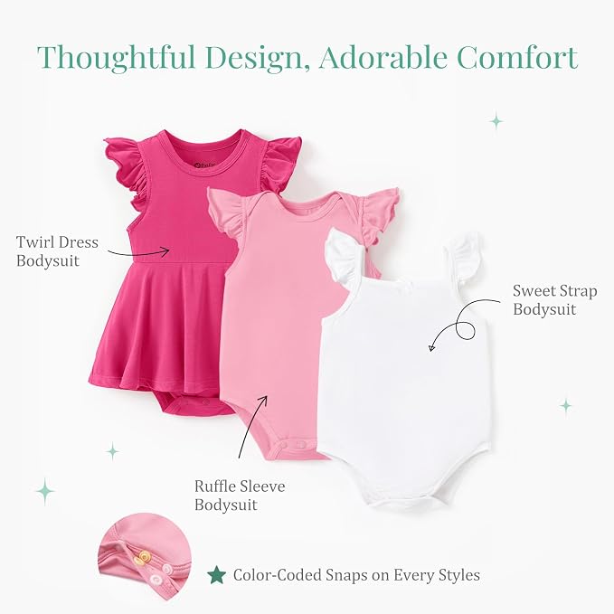 PATPAT Baby Girl Bamboo Viscose Bodysuits Set - Image 5