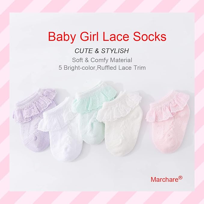 Marchare Baby Lace Socks 3 Pack - Image 2