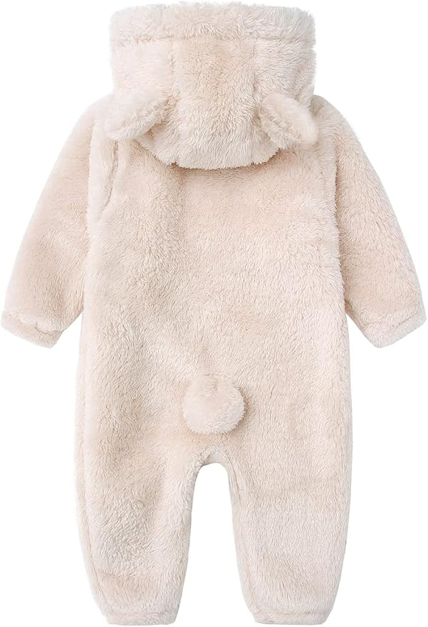 Baby Furry Jumpsuit Infant Bear Onesies Zipper Long Sleeve One-Piece Romper - Image 2
