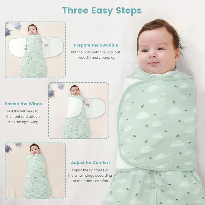 Baby Swaddle Sleep Sack, 1.0 Tog New-Parent-Friendly Swaddle - Image 4