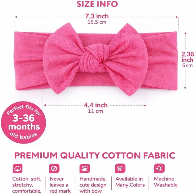 Baby Girl Headbands-Infant, Toddler Cotton Handmade Hairbands - Image 4