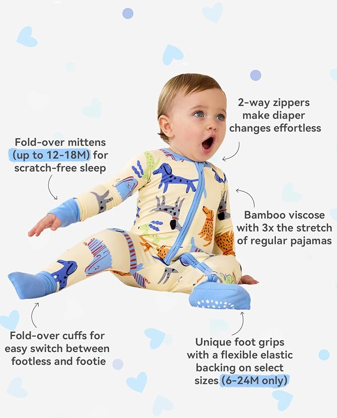 babee Reshinee Bamboo Viscose Baby Footie Pajama, Zipper Sleeper Boys Girls | - Image 4