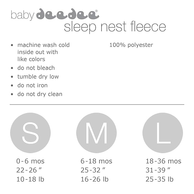 baby deedee Sleep Nest Fleece Baby Sleeping Bag, Gray, 18-36 Month, Gray Aqua