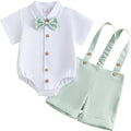 PUHHAPIEY Baby Boy Gentleman Wedding Outfit Dress Romper Suspender Pants | 0 3 by PUHHAPIEY