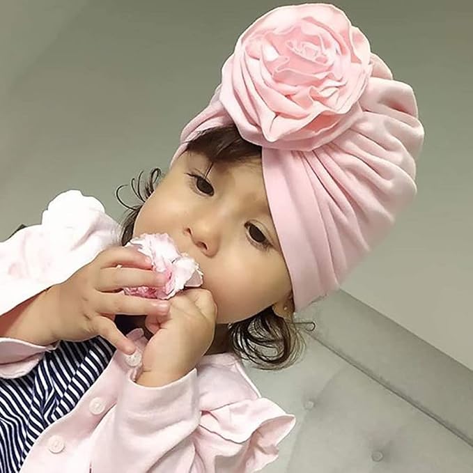 inSowni 8 Pack Solid Nursery Hospital Turban Hat Cap Beanie Bonnet - Image 3