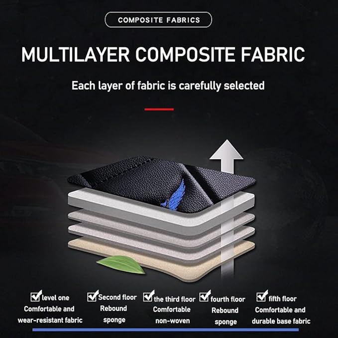 Luxury 2 Seats Car Seat Covers Protectors for Suzuki 1999-2025 95% Models, Back Storage Bag Design & Headrest Pillow & Lumbar Support Black & Blue Line